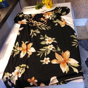 💐ABSOLUTEANGEL Large flora ptint off shouldDress